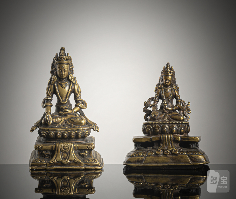 TWO BRONZE FIGURES OF RATNASAMBHAVA AND AKSHOBHYA